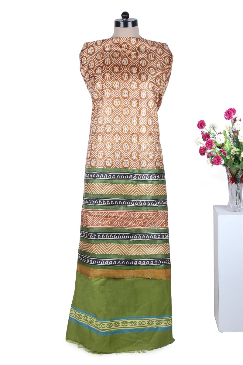 Pure Handloom Silk Suit with Maheshwari Silk Dupatta - Leheriya