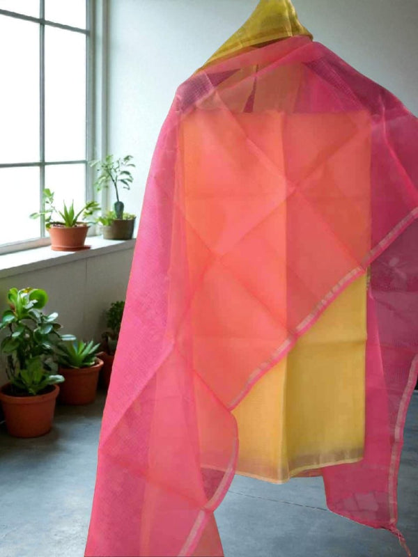 Pure Kota Doria Silk ||Tie - Dye || 3 Pc Unstitched Salwar Suit - Leheriya