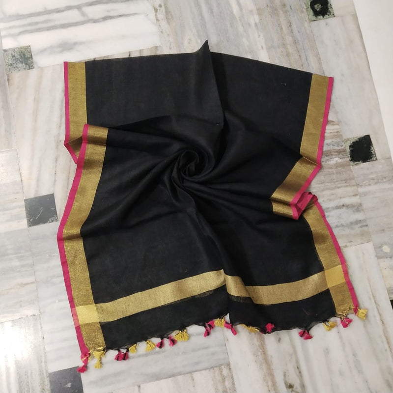 Pure Linen Dupatta - Leheriya