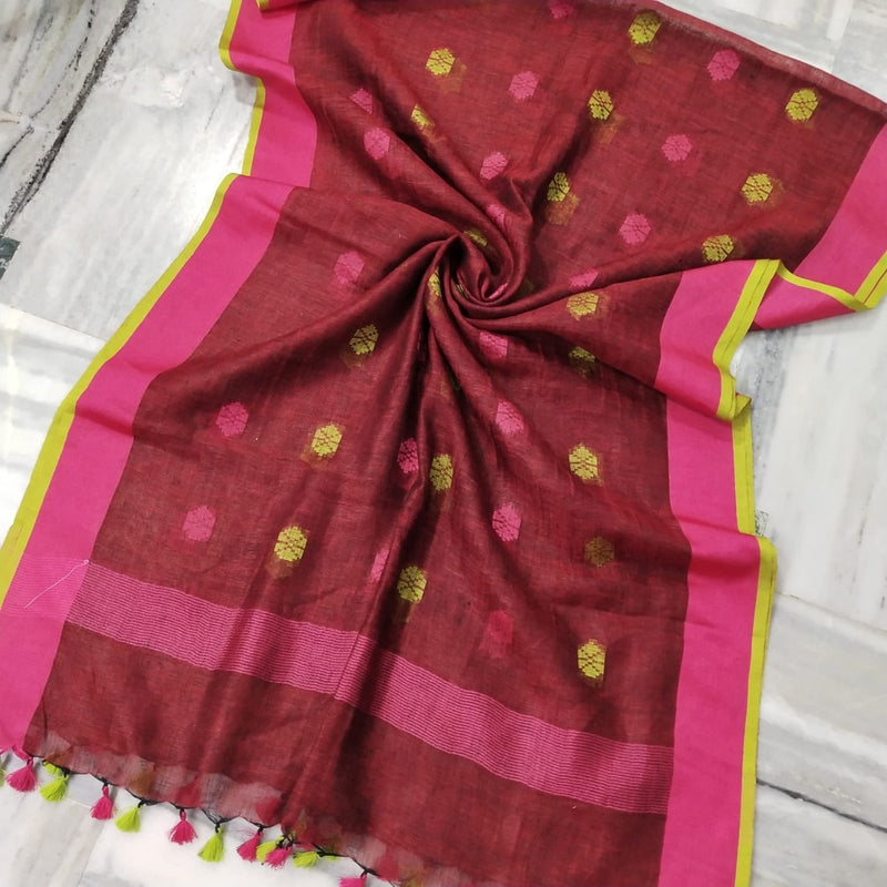Pure Linen Dupatta - Leheriya