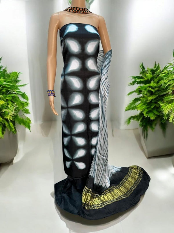 Pure Modal Silk Clamp - dyed 3 pc Salwar Suit - Leheriya