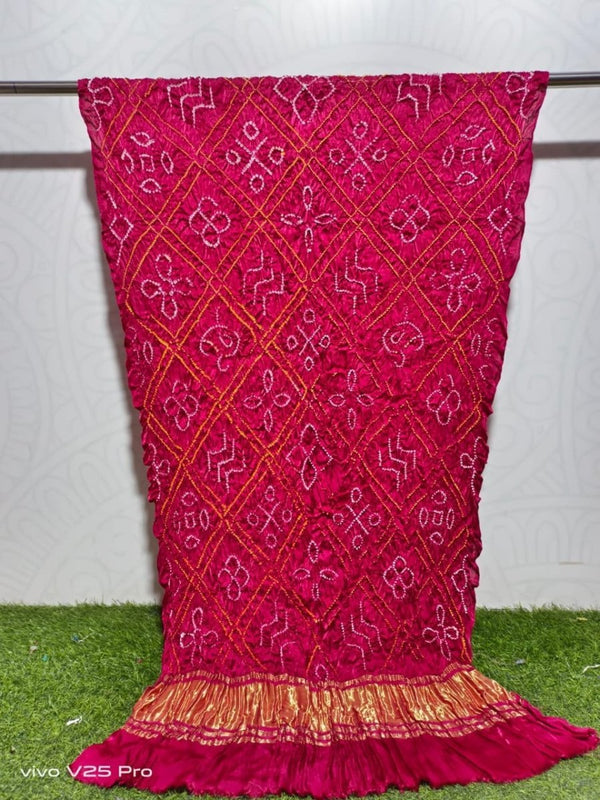 Pure Modal Silk Heavy Bandhej Dupatta | Rose Pink | - Leheriya