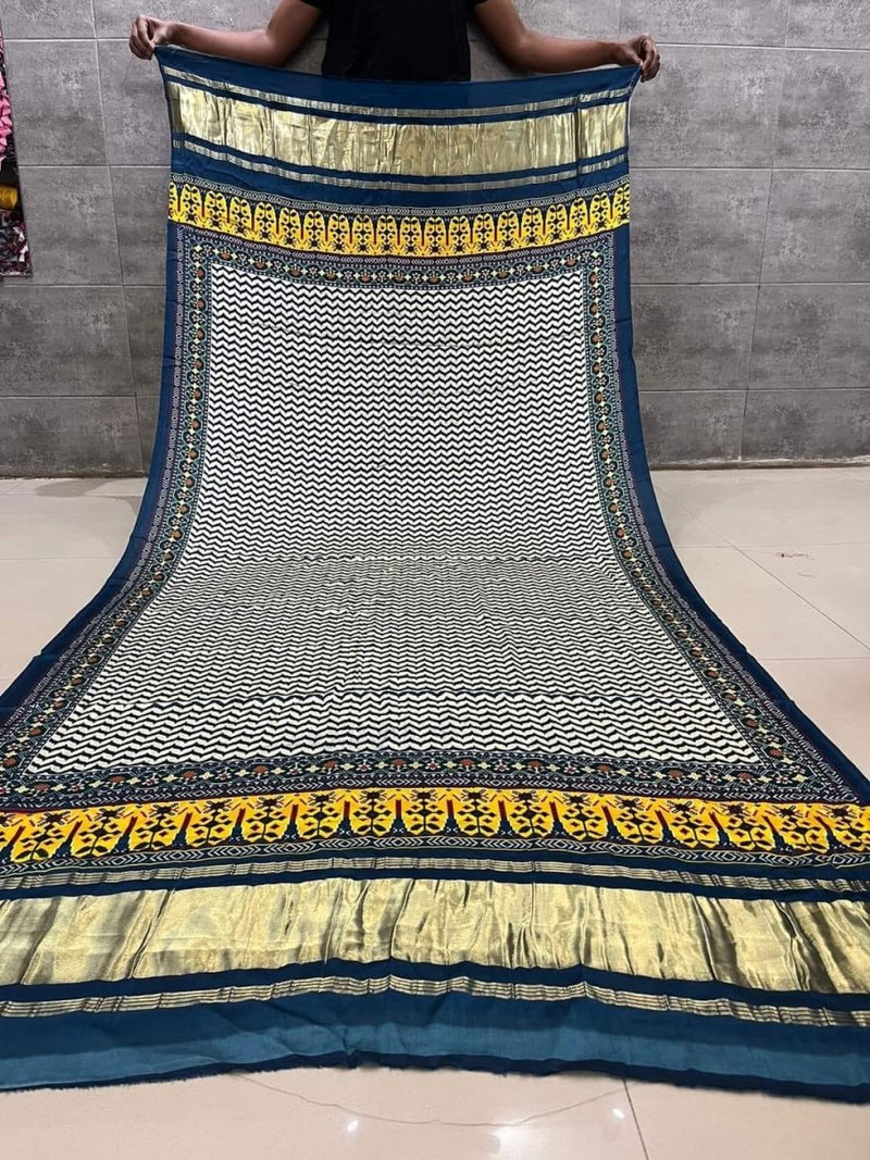 Pure Modal Silk Patola Digital Print Dupatta with Lagdi Patta - Leheriya