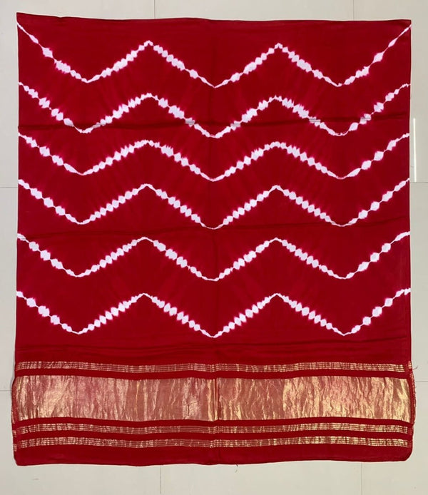 Pure Modal Silk Shibori Dupatta Lagdi Patto - Leheriya