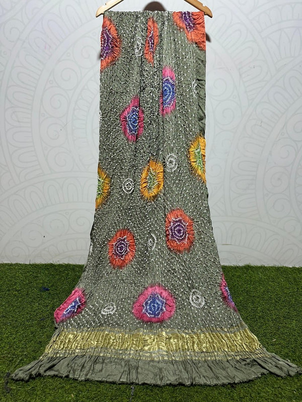 Pure Modal Silk Tie & Dye Hand Bandhani Dupatta - Leheriya