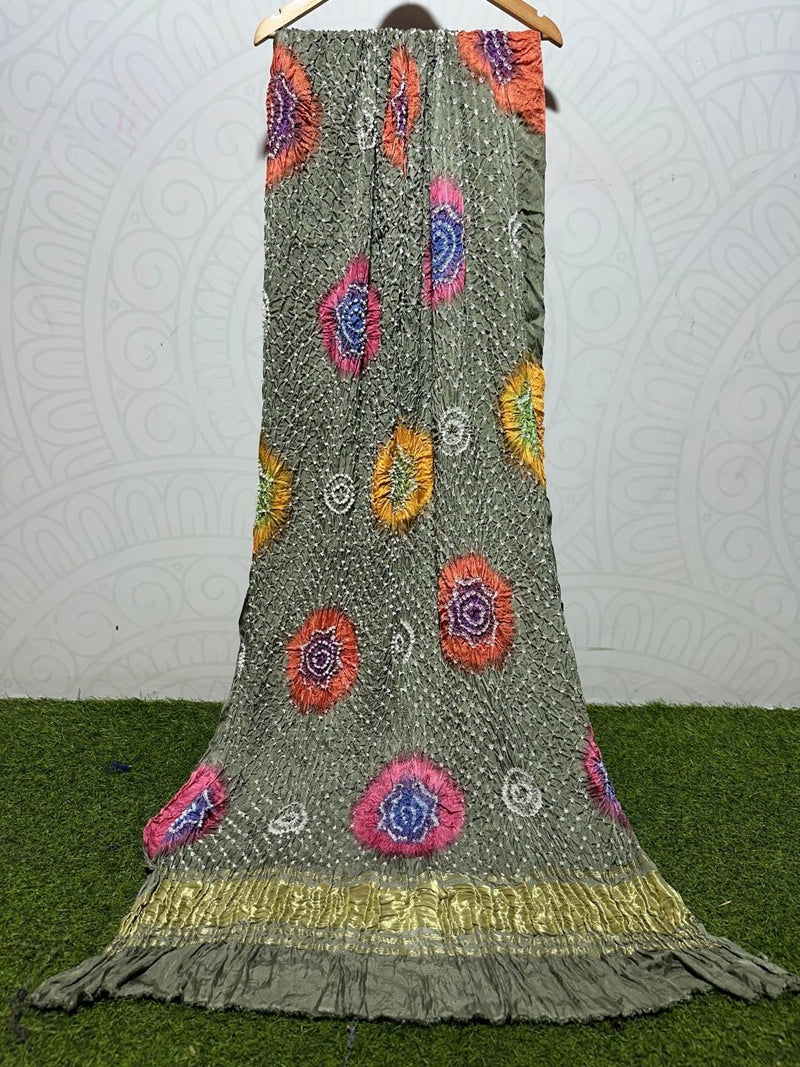 Pure Modal Silk Tie & Dye Hand Bandhani Dupatta - Leheriya