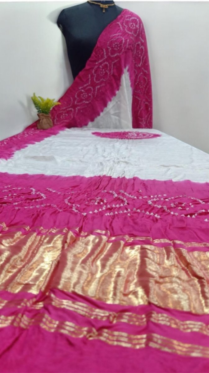 Pure Modal Silk Tie & Dye Hand Bandhani Dupatta - Leheriya