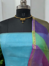 Pure Silk Kota Doria Tie & Dye 3 pc Salwar Suit with Multicolor Kota Doria Silk Dupatta - Leheriya