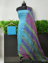 Pure Silk Kota Doria Tie & Dye 3 pc Salwar Suit with Multicolor Kota Doria Silk Dupatta - Leheriya