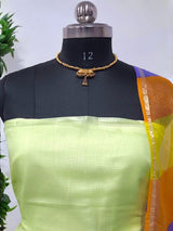 Pure Silk Kota Doria Tie & Dye 3 pc Salwar Suit with Multicolor Kota Doria Silk Dupatta - Leheriya