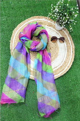 Pure Silk Kota Doria Tie & Dye Multicolor Dupatta - Leheriya