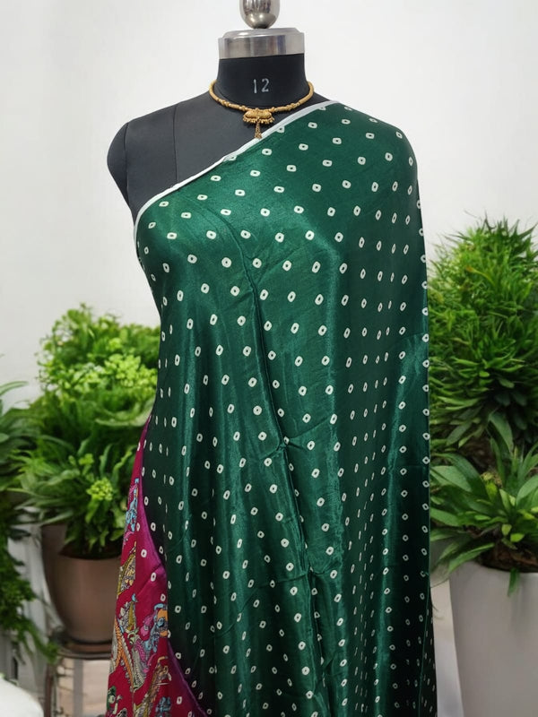 Pure Silk Patola Digital Print Dupatta with Lagdi Patta - Leheriya