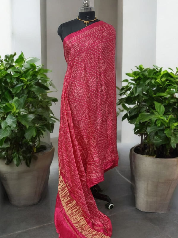 Pure Silk Patola Digital Print Dupatta with Lagdi Patta - Leheriya