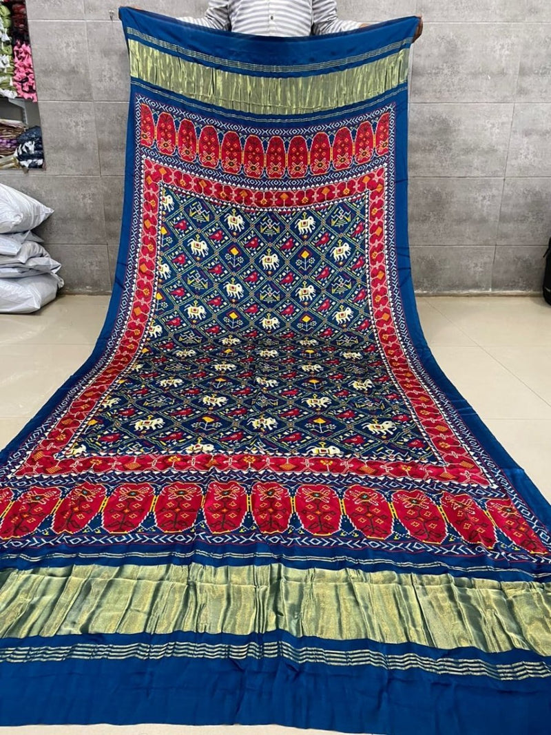 Pure Silk Patola Digital Print Dupatta with Silk Tissue Pallu - Leheriya