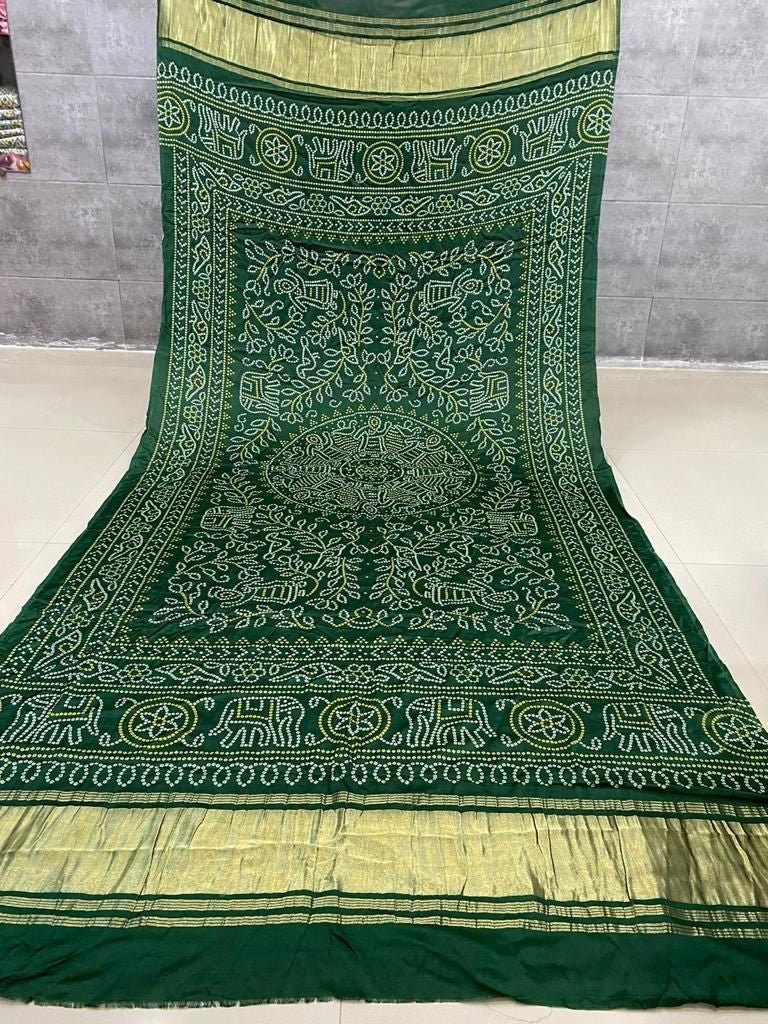 Pure Silk Patola Digital Print Dupatta with Silk Tissue Pallu - Leheriya