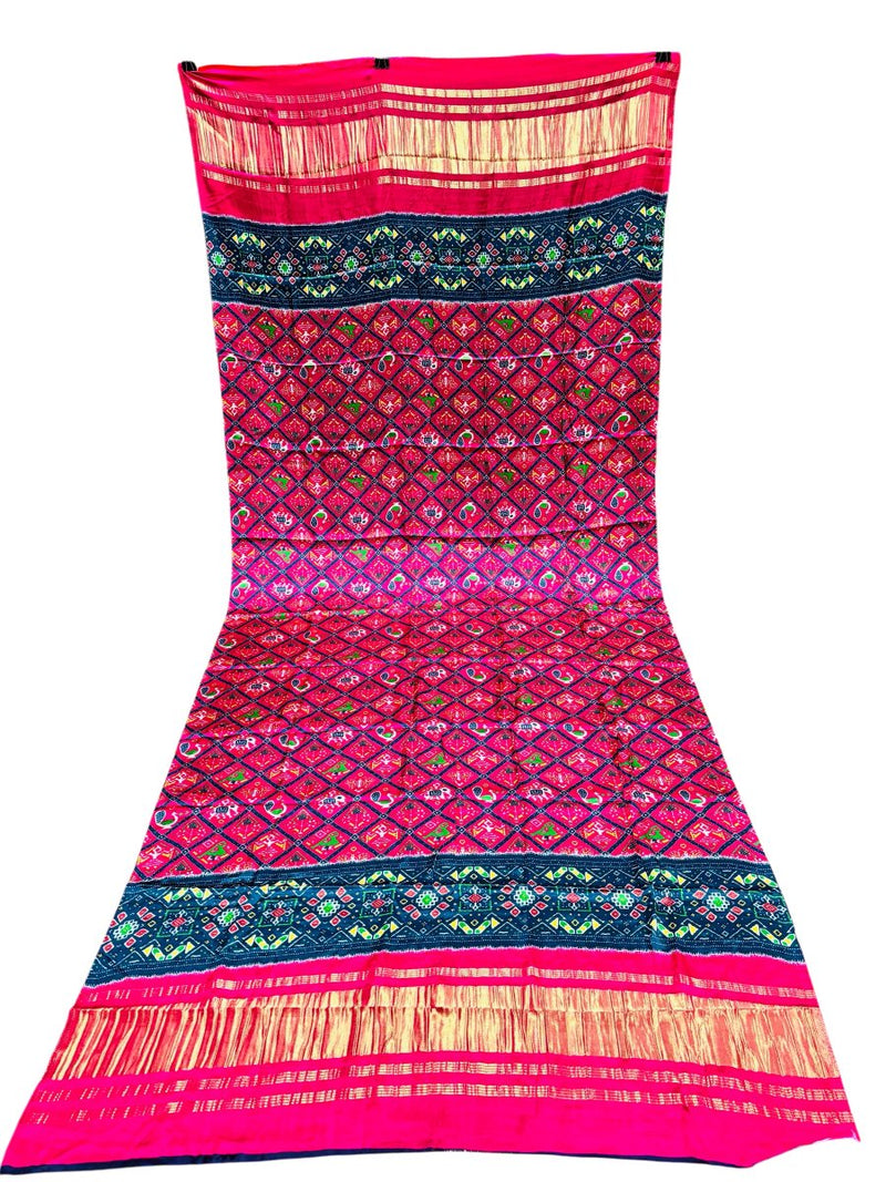 Pure Silk Patola Digital Print Dupatta with Silk Tissue Pallu - Design 1 - Leheriya