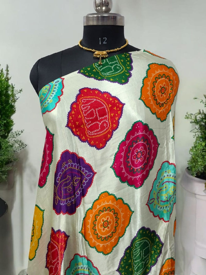 Pure Silk Patola Digital Print Dupatta with Tassels Pink - Leheriya