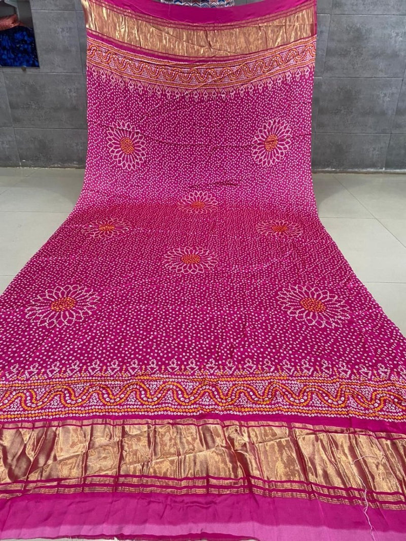 Pure Silk Patola Print Dupatta with Silk Tissue Pallu - Leheriya