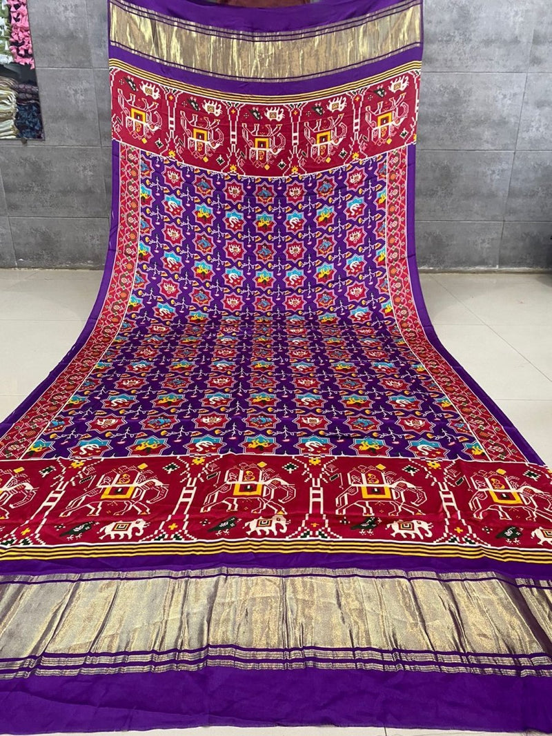 Pure Silk Patola Print Dupatta with Silk Tissue Pallu - Leheriya