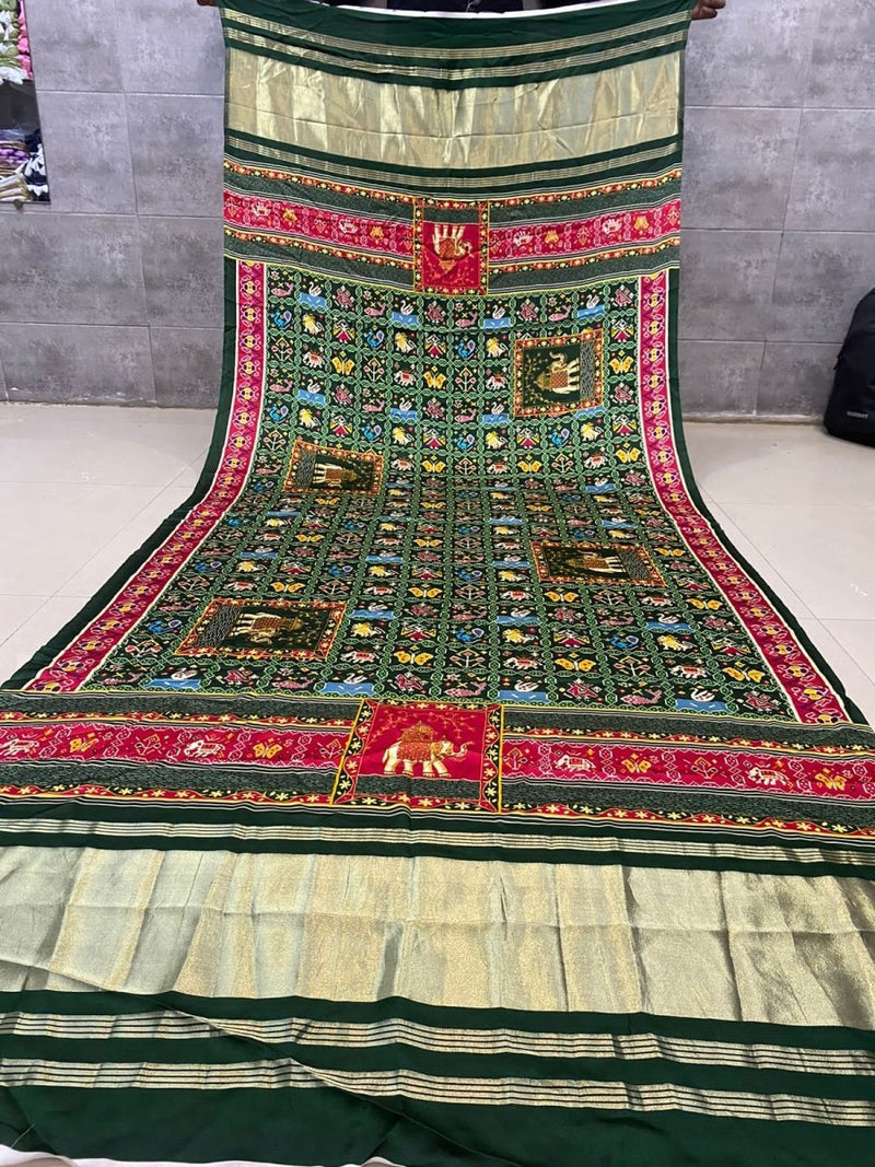 Pure Silk Patola Print Dupatta with Silk Tissue Pallu - Leheriya