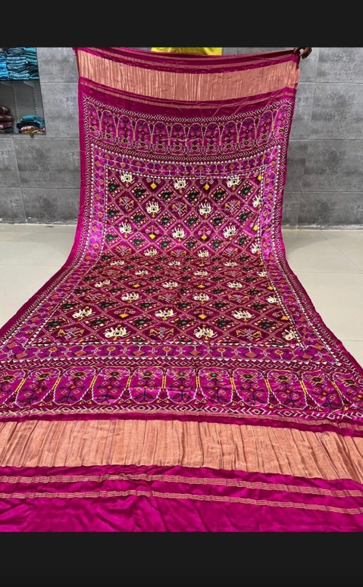 Pure Silk Patola Print Dupatta with Silk Tissue Pallu - Leheriya