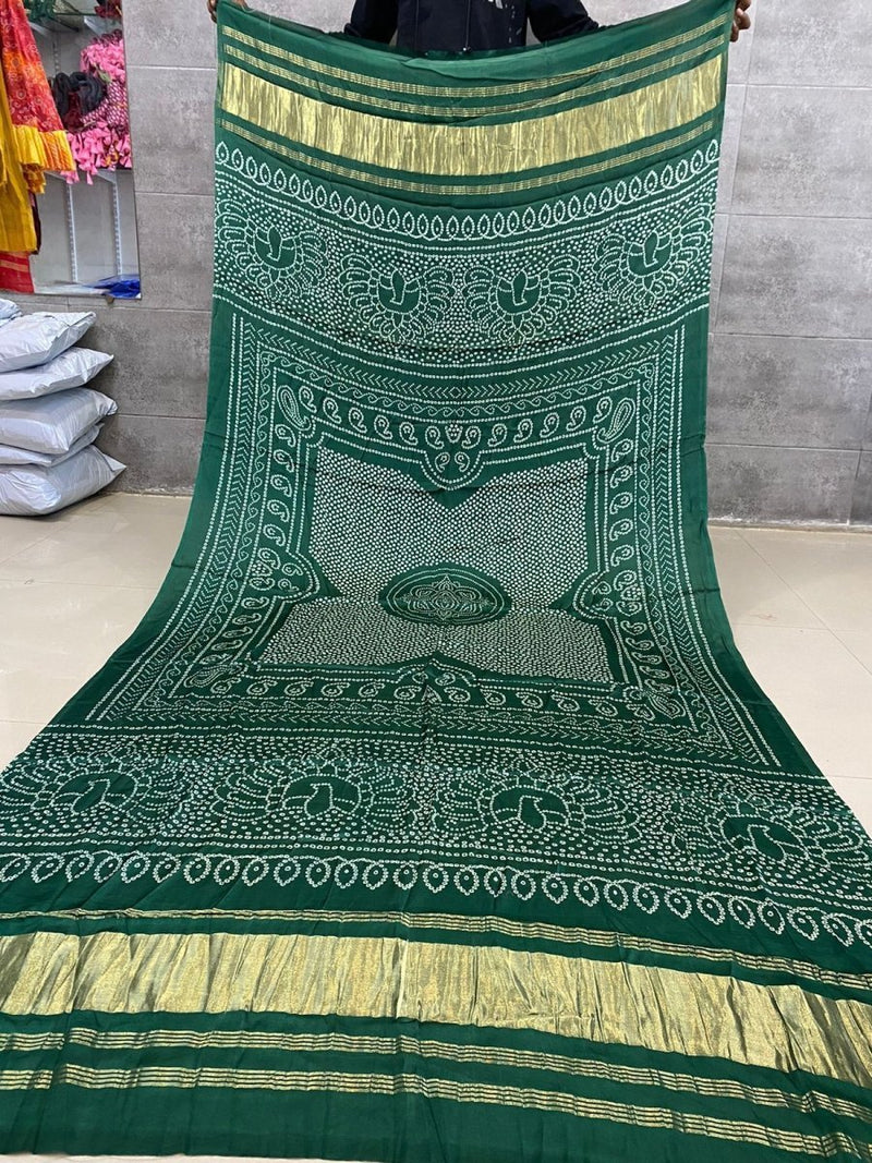 Pure Silk Patola Print Dupatta with Silk Tissue Pallu - Leheriya