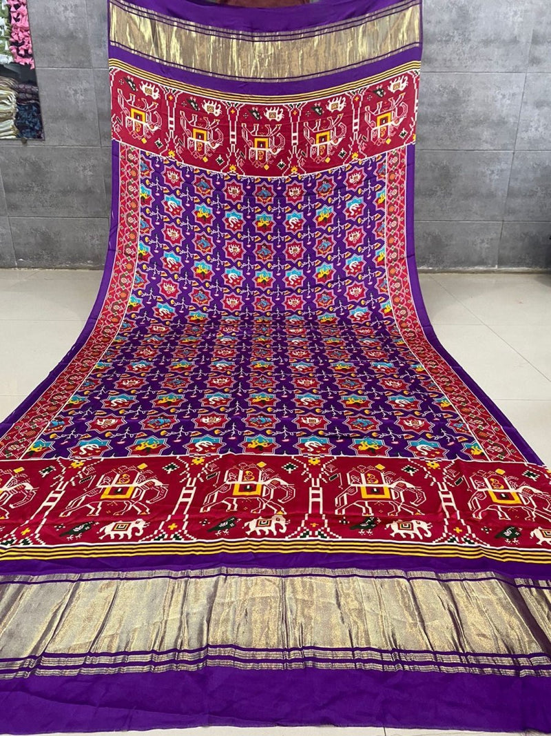 Pure Silk Patola Print Dupatta with Silk Tissue Pallu - Leheriya