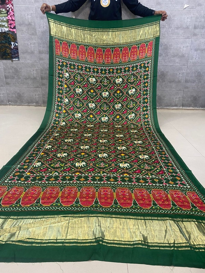 Pure Silk Patola Print Dupatta with Silk Tissue Pallu - Leheriya