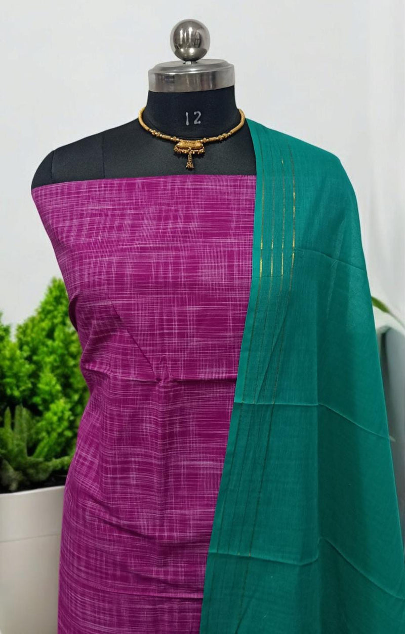 Pure South Cotton Handloom Salwar Suit - Leheriya
