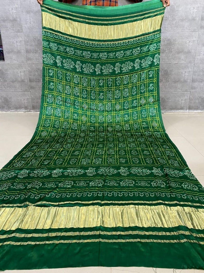 Ready to Ship Pure Silk Patola Digital Print Dupatta with Silk Tissue Pallu - Leheriya
