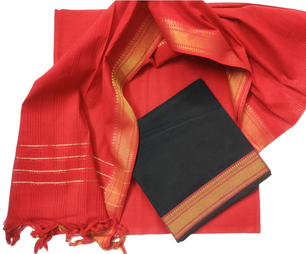 South Cotton Mangalgiri 3pc Salwar Suit - Leheriya