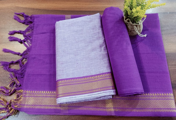 South Cotton Mangalgiri 3pc Salwar Suit - Leheriya