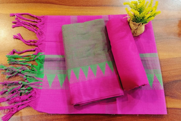South Cotton Mangalgiri 3pc Salwar Suit - Leheriya