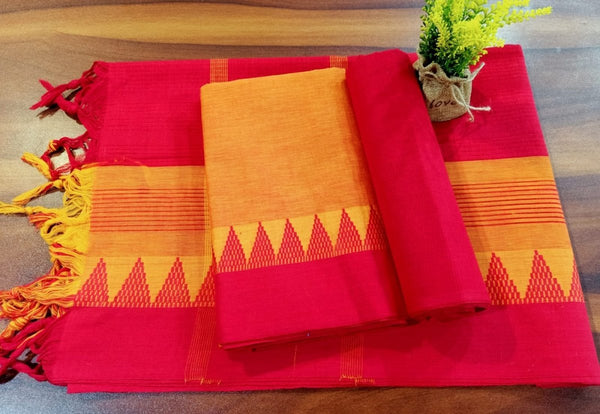 South Cotton Mangalgiri 3pc Salwar Suit - Leheriya