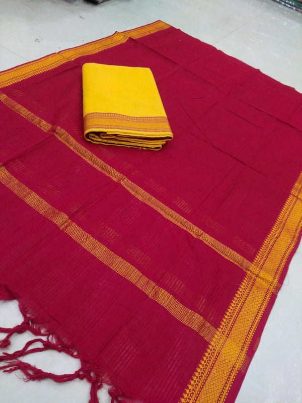 South Cotton Mangalgiri Salwar Suit with Nizam Border - Leheriya