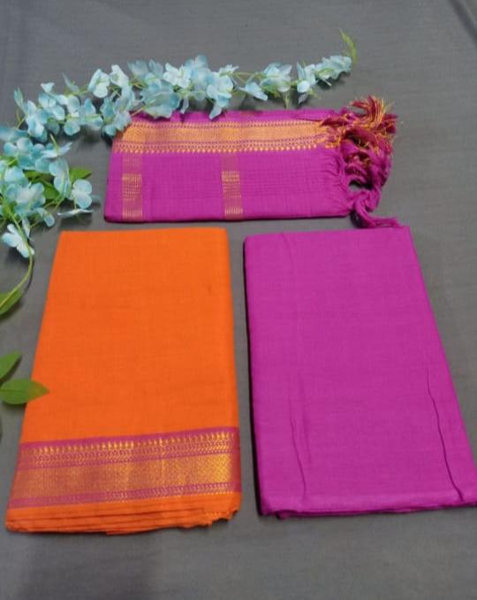 South Cotton Mangalgiri Salwar Suit with Nizam Border - Leheriya