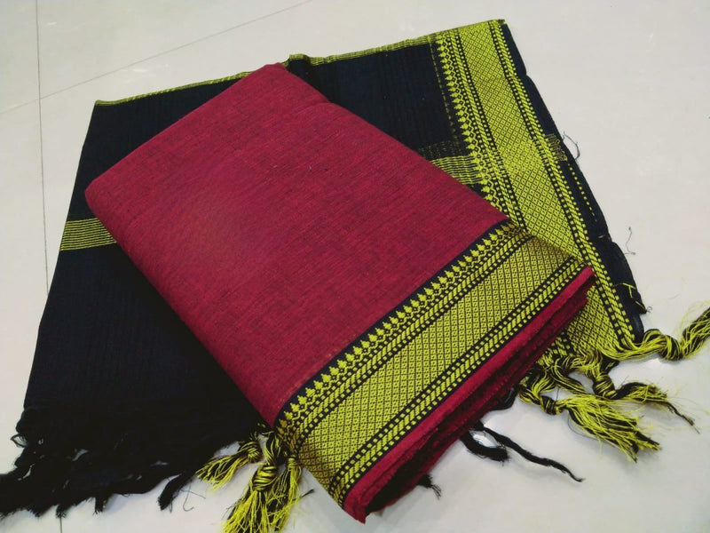 South Cotton Mangalgiri Salwar Suit with Nizam Border | Color | - Leheriya