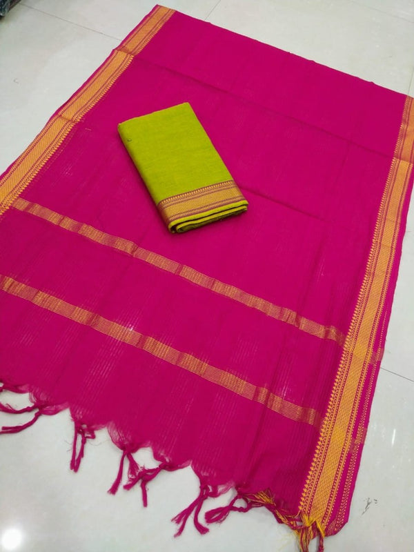 South Cotton Mangalgiri Salwar Suit with Nizam Border |Color | - Leheriya