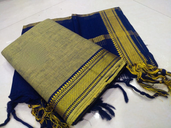 South Cotton Mangalgiri Salwar Suit with Nizam Border | Color Grey | - Leheriya