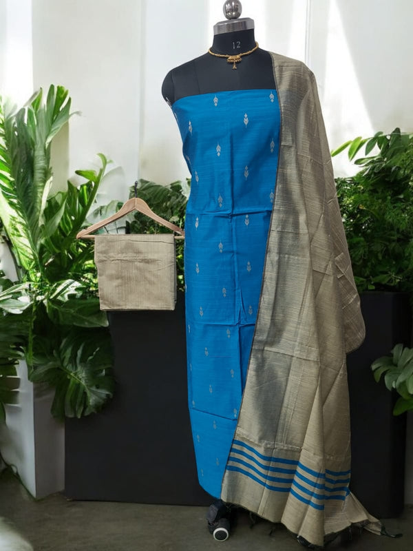 South Cotton Silk Handloom Unstitched Dress Material - Leheriya
