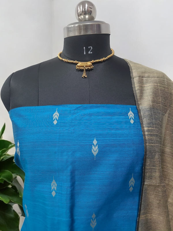 South Cotton Silk Handloom Unstitched Dress Material - Leheriya