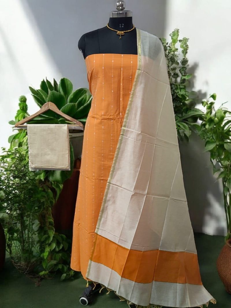 South Cotton Silk Handloom Unstitched Dress Material - Leheriya.com South Cotton Silk Handloom Unstitched Dress Material - Leheriya.com