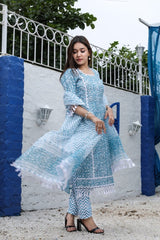 Unstitched 3 pc Kota Doria Cotton Salwar Suits - Leheriya