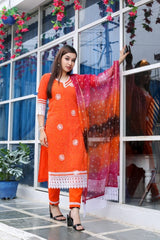 Unstitched 3 pc Kota Doria Cotton Salwar Suits - Leheriya