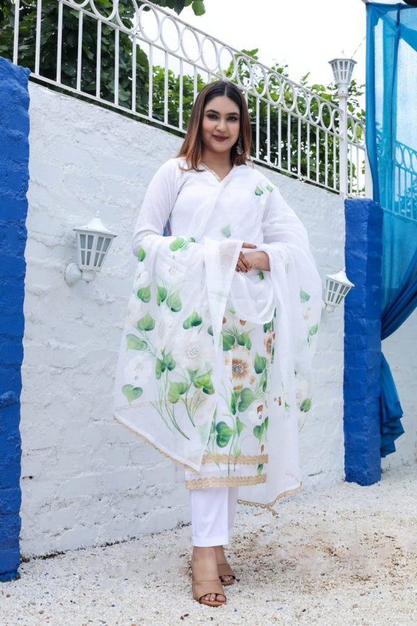 Unstitched 3 pc Kota Doria Cotton Salwar Suits - Leheriya