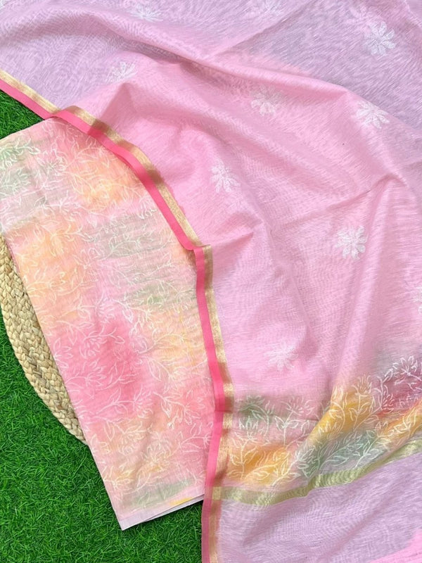 Unstitched 3 - Piece Linen Block Print Salwar Suit - Leheriya