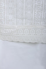 White Georgette Suit with Heavy Embroidery on Top and Dupatta - Leheriya