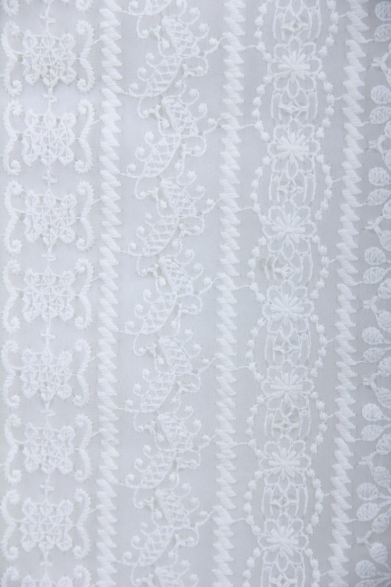 White Georgette Suit with Heavy Embroidery on Top and Dupatta - Leheriya