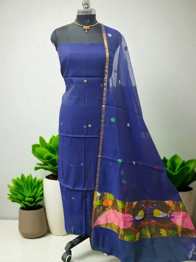 Woven Jamdani Paithani Fusion 2 pc Salwar Suit Set - Leheriya