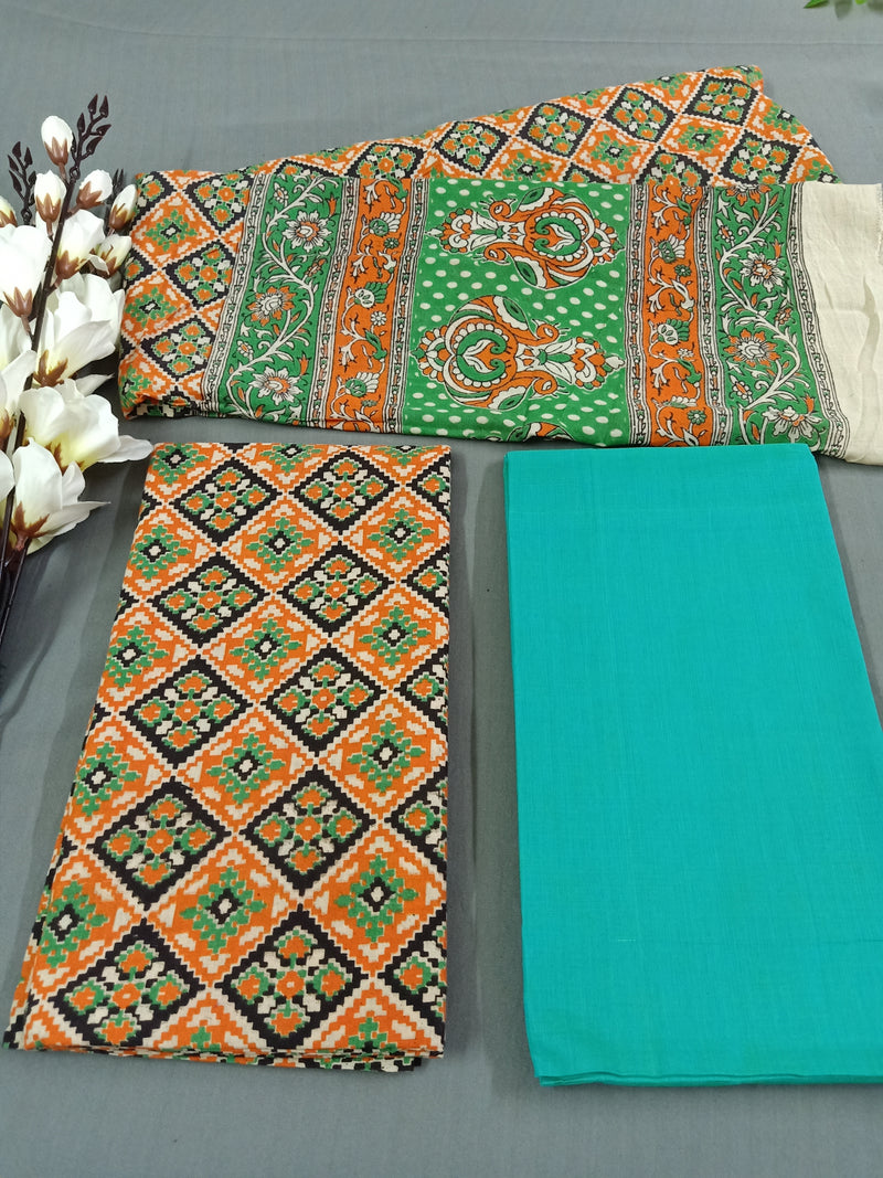 Handmade Pure Cotton Kalamkari Salwar Suits with Kalamkari Dupatta